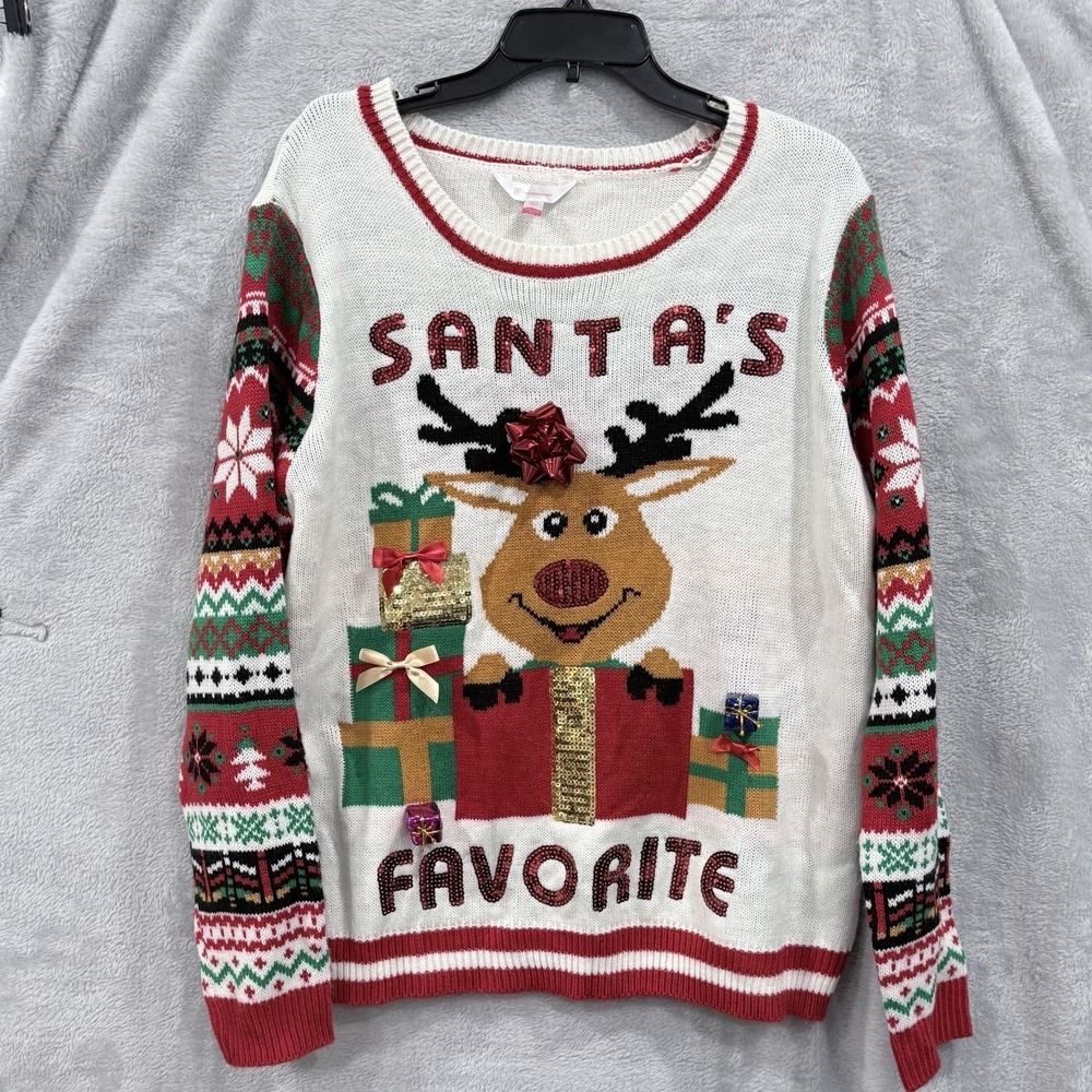 Christmas Sweater Women's 3XL Santa's Favorite Holiday Party Reindeer‎